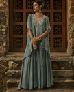 Teal the Drama Embroidered Anarkali Set (Ready to Ship)