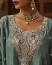 Teal the Drama Embroidered Anarkali Set (Ready to Ship)