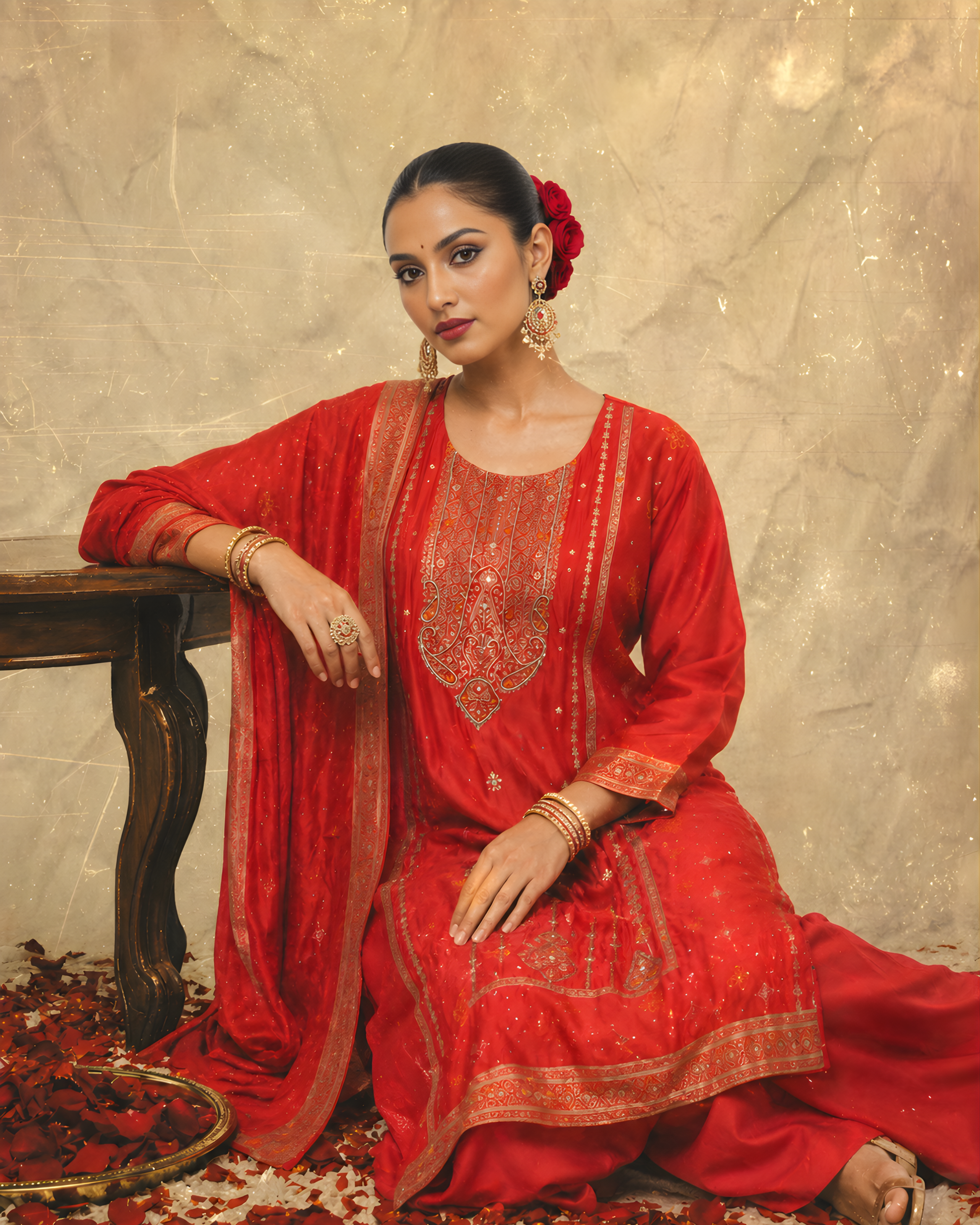 Red-y or Not Embroidered Suit Set (Ready to Ship)
