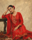 Red-y or Not Embroidered Suit Set (Ready to Ship)