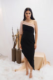 Blush & Black Asymmetric One-Shoulder Dress (Ready to Ship)