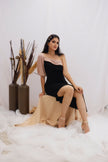 Blush & Black Asymmetric One-Shoulder Dress (Ready to Ship)