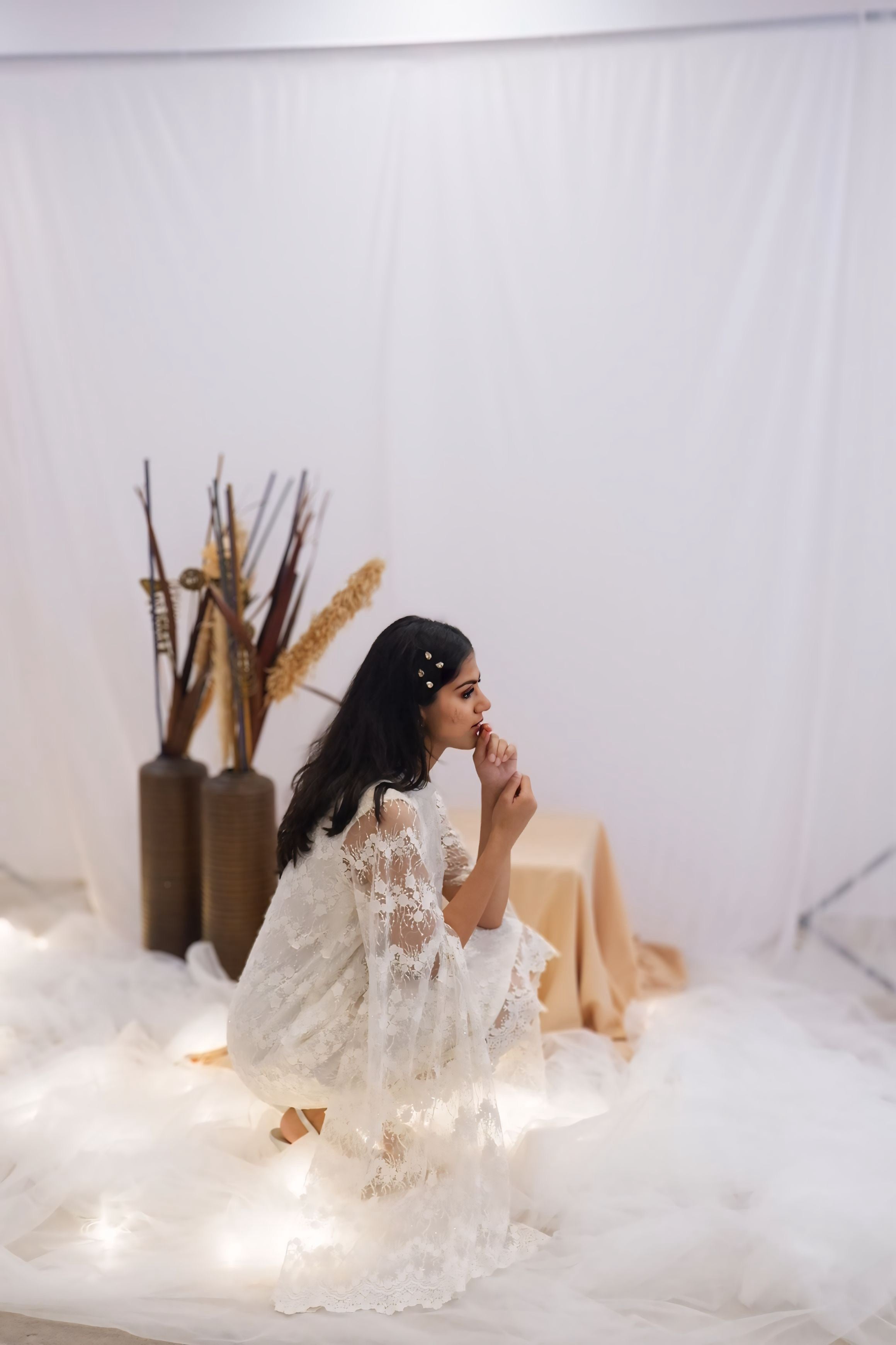 Ivory Lace Cape Dress (Ready to Ship)