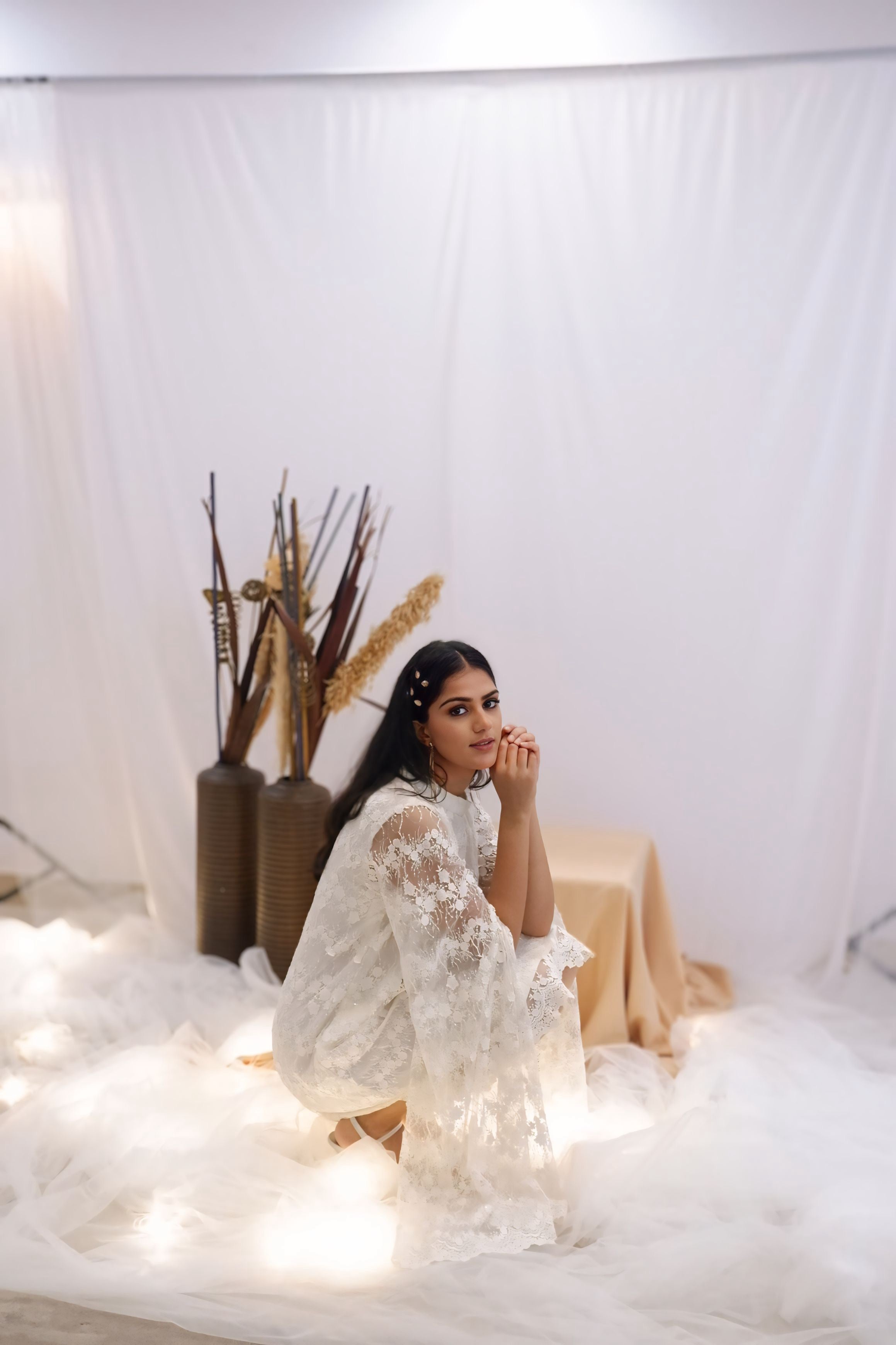 Ivory Lace Cape Dress (Ready to Ship)