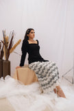 Black & Lace Contrast Midi Dress (Ready to Ship)