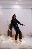 Minimal Black Embroidered Co-Ord Set (Ready to Ship)
