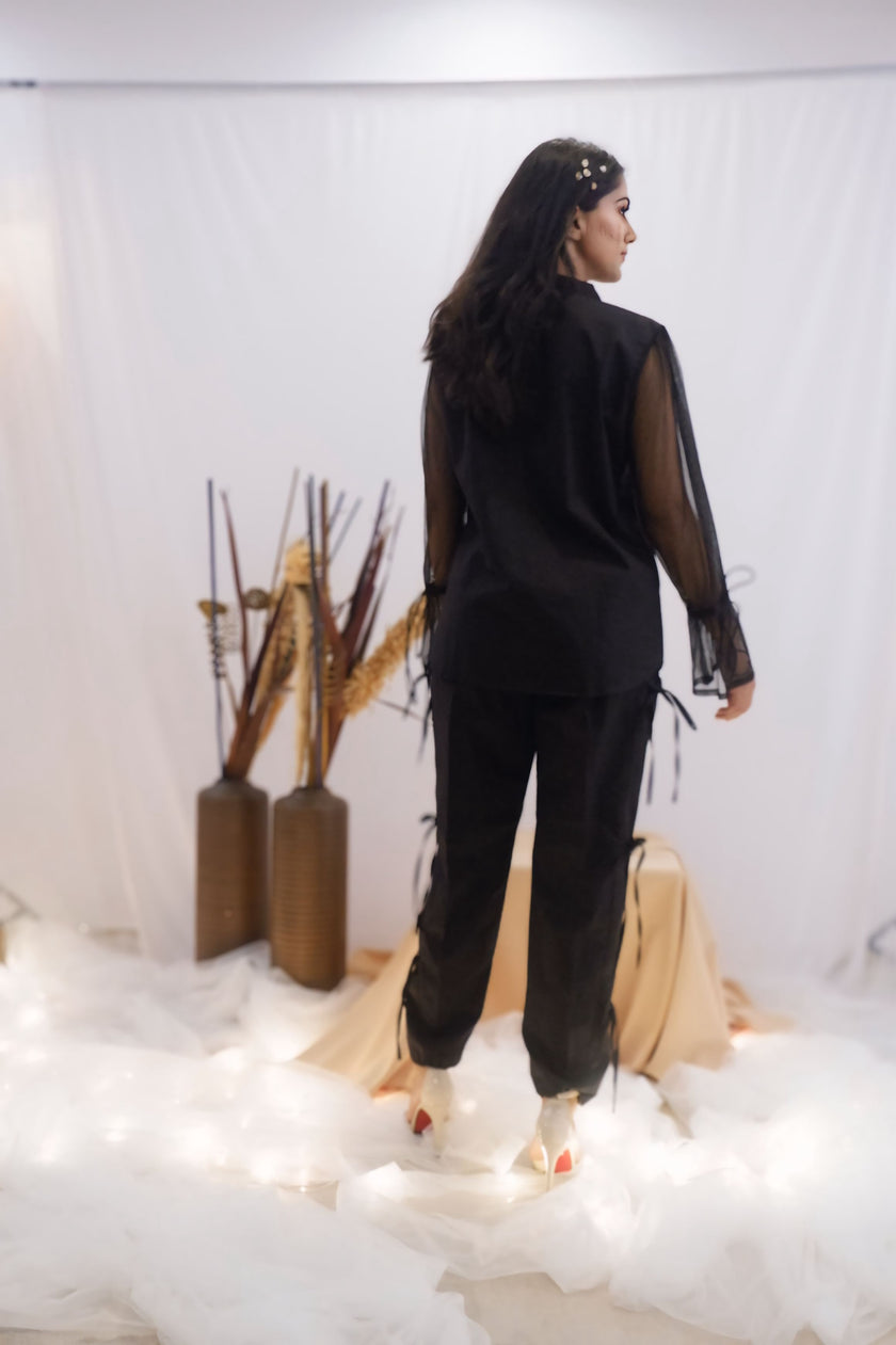 Sheer Sleeve Black Co-Ord Set (Ready to Ship)