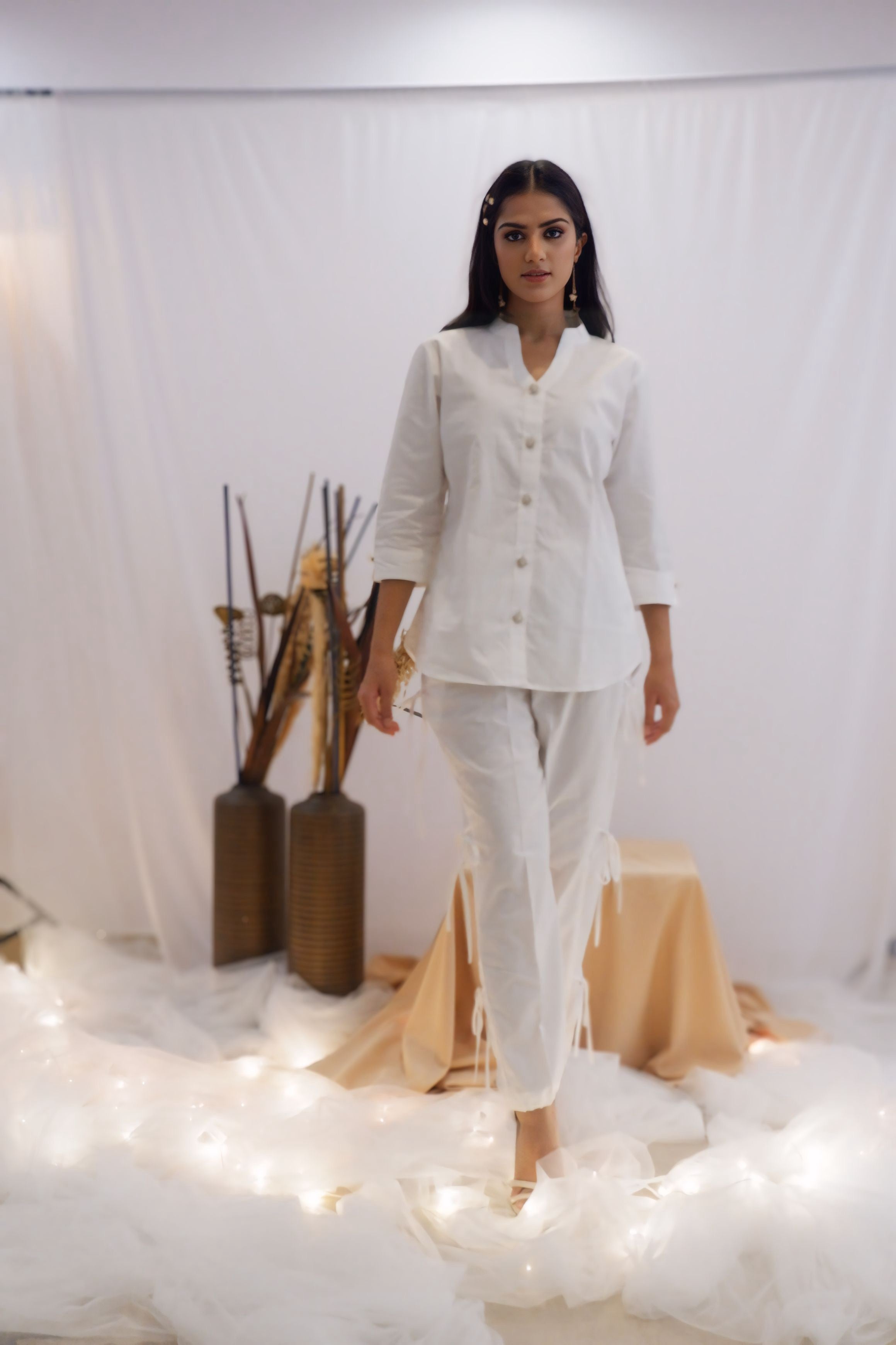 All-White Drawstring Co-Ord Set (Ready to Ship)